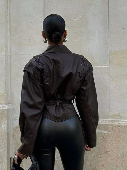 Relaxed Leather Biker Jacket - view 4
