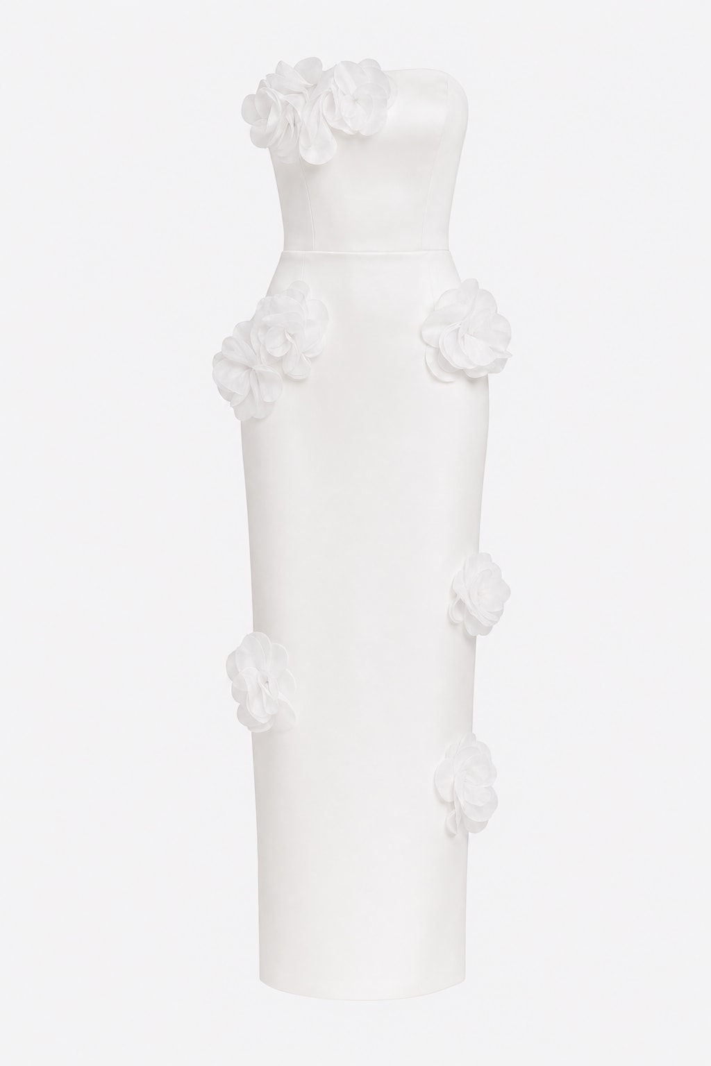 3D Floral Applique Bodycon Midi Wedding Guess Dress - 1