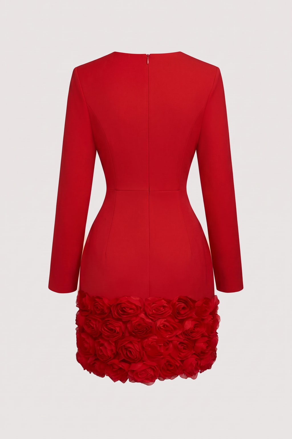 3D Floral V-Neck Long Sleeve Sheath Mini Dress - 5