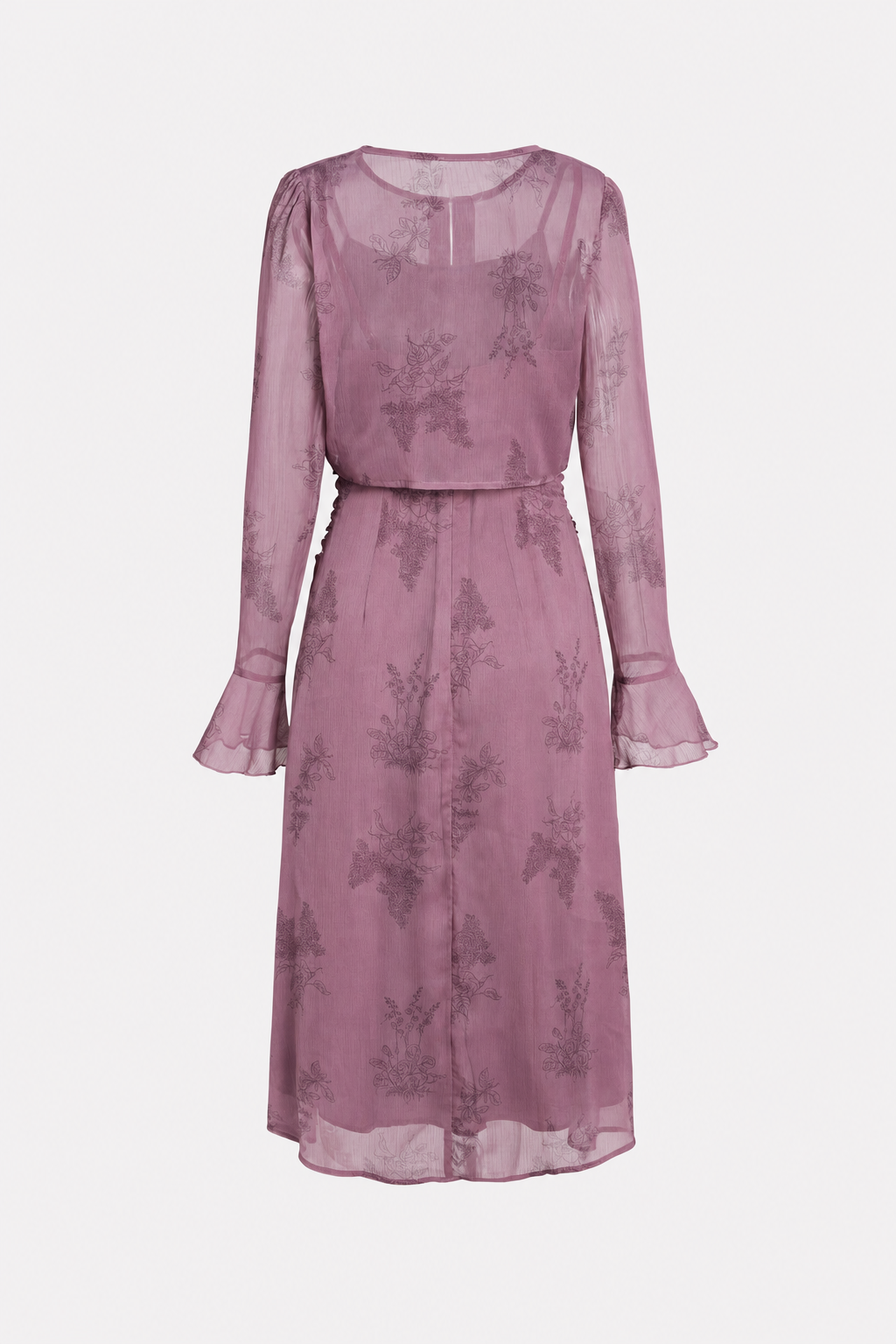 Purple Floral Ruched Slip Midi Dress - view 5