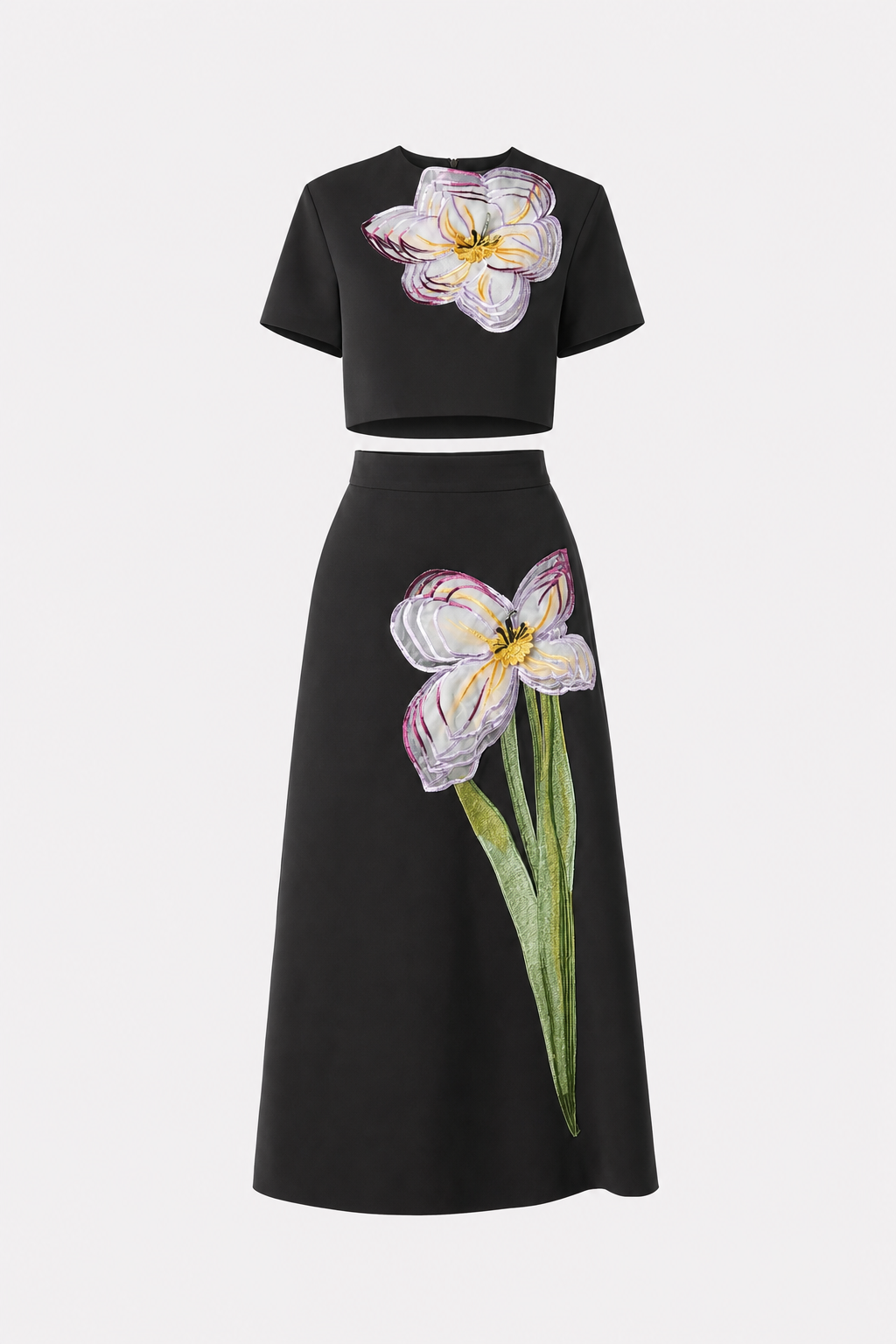 Terylene Floral Applique Top and Skirt Set - view 6