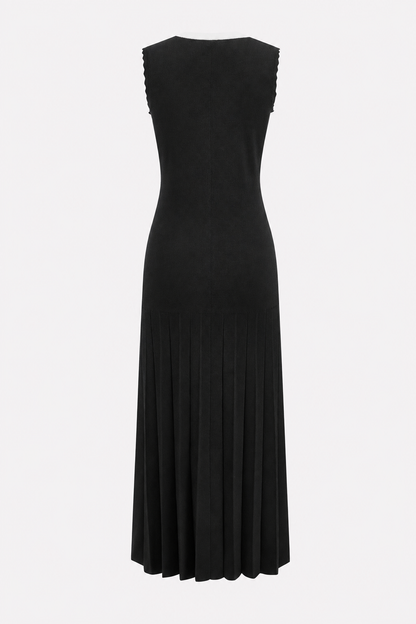 Scalloped Hem Pleated Knit Maxi Dress - view 6