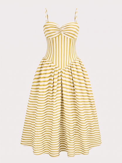 Striped ruched maxi dress with back zip - view 6