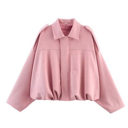 Faux Suede Oversized Jacket with Pockets - view 7