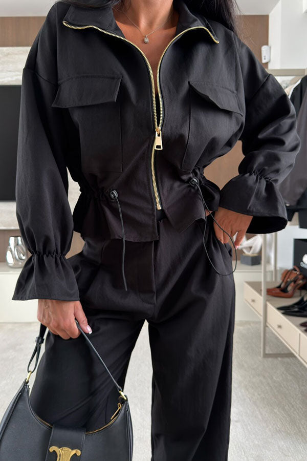 Zip-Up Jacket With Drawstring Waist - view 4