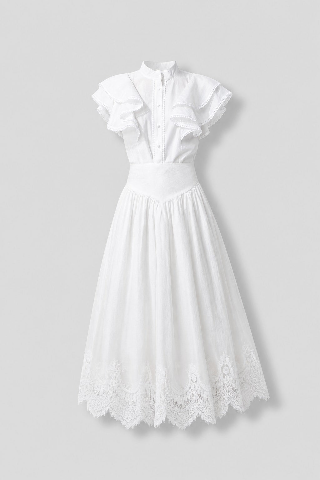 Textured Ruffled Sleeve Top & Skirt Set - 1