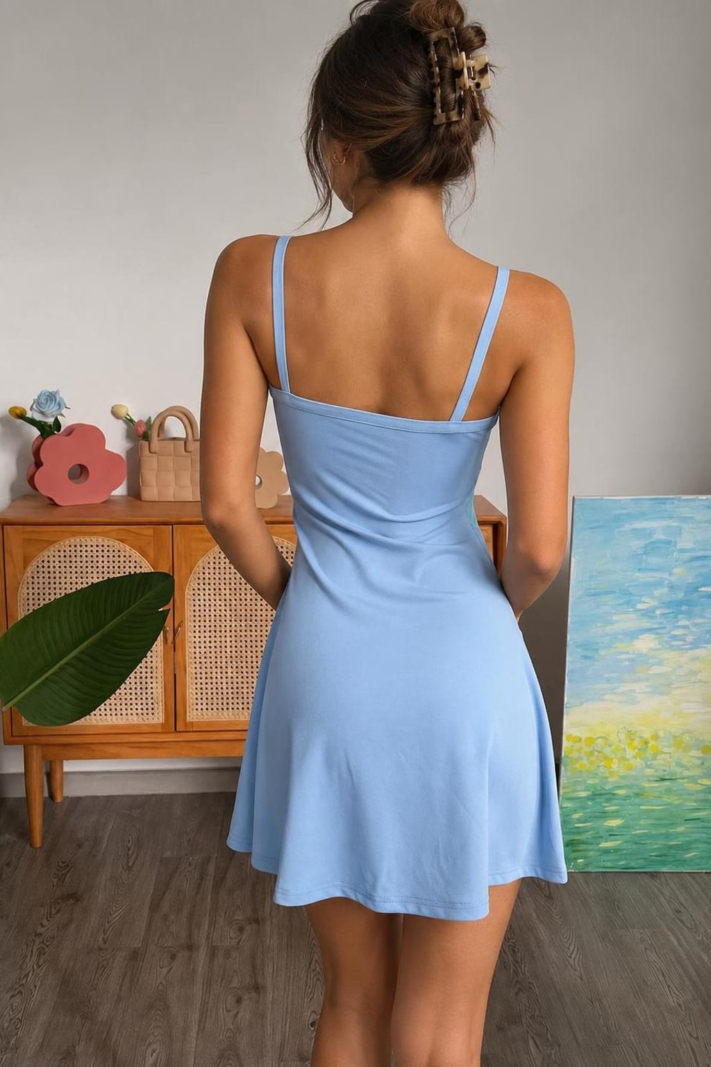 Patchwork Cut-Out Mini Dress for Women - 5