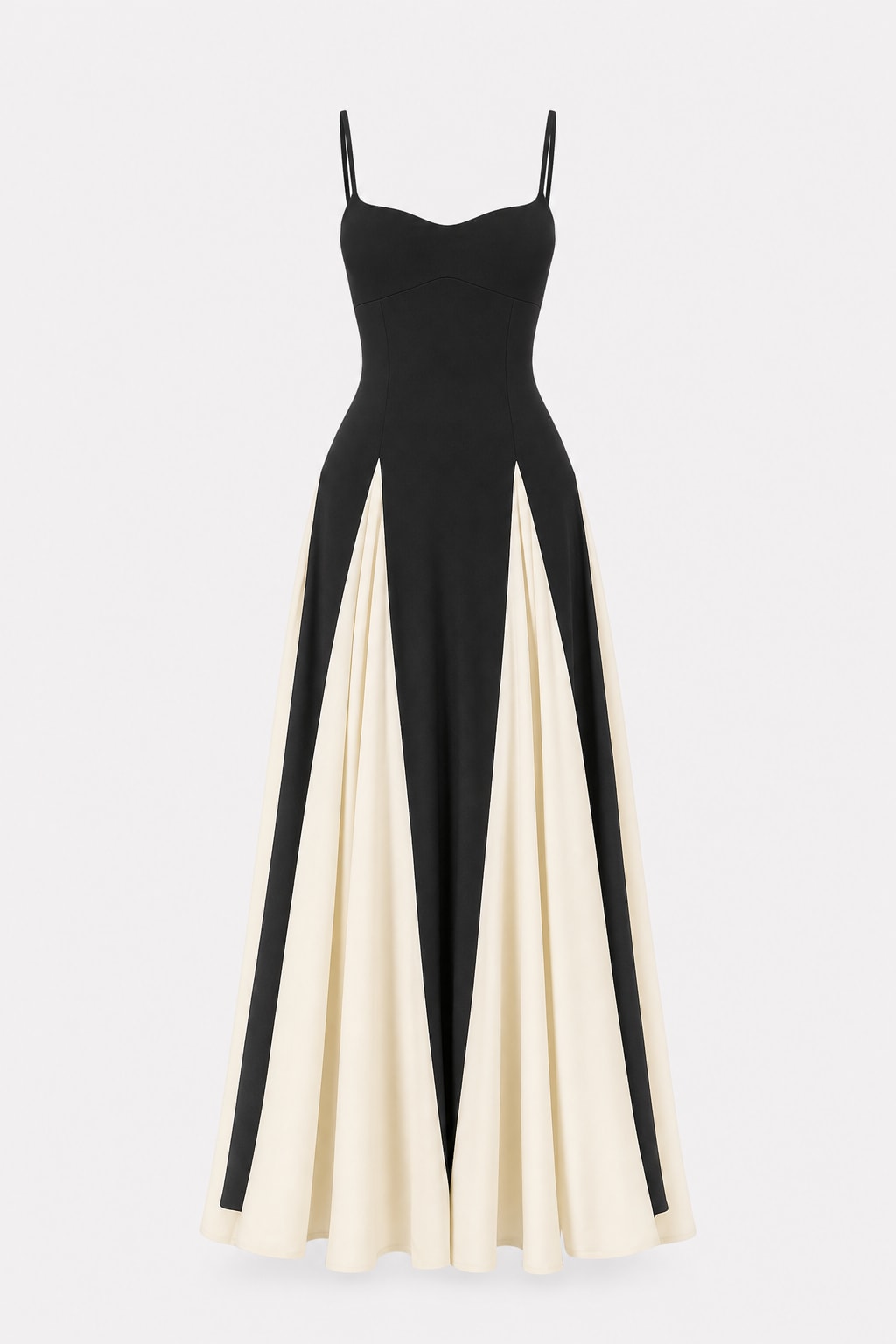 Stretch Polyester Color-Block Maxi Slip Dress - 1