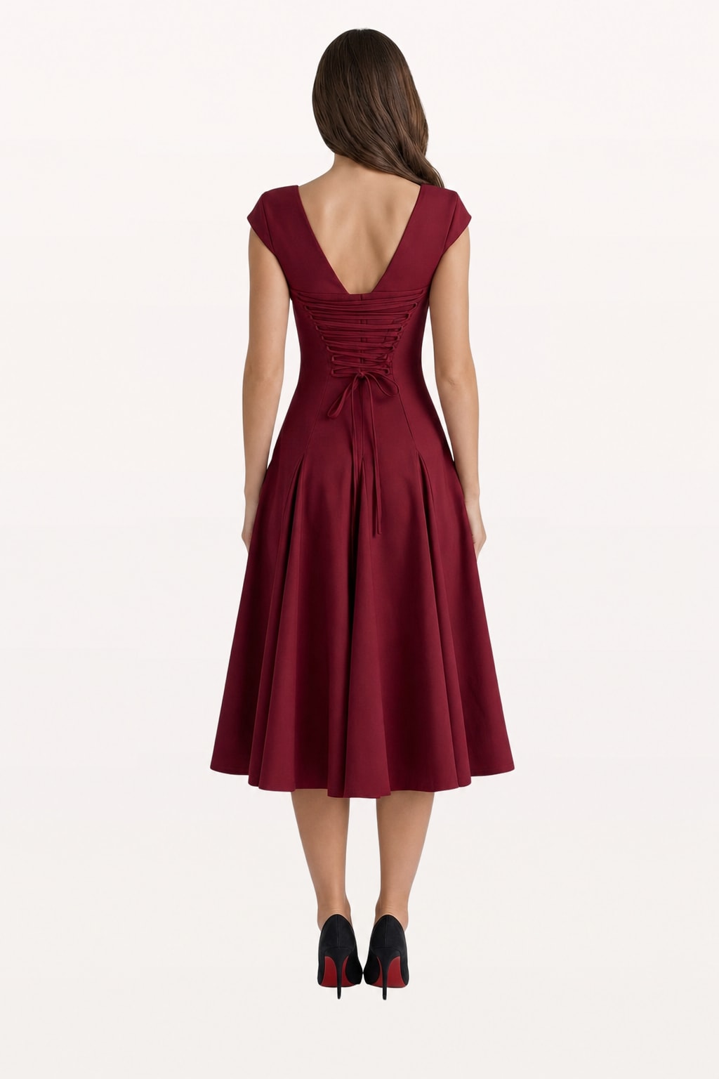 Tencel Blend Square Neck Midi Dress - 3