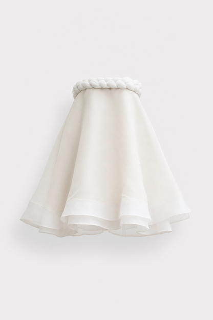 White twisted neckline layered mini dress