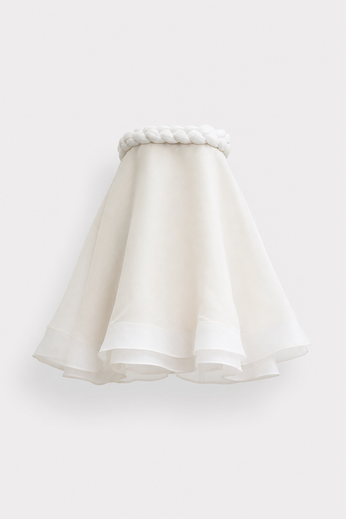White twisted neckline layered mini dress