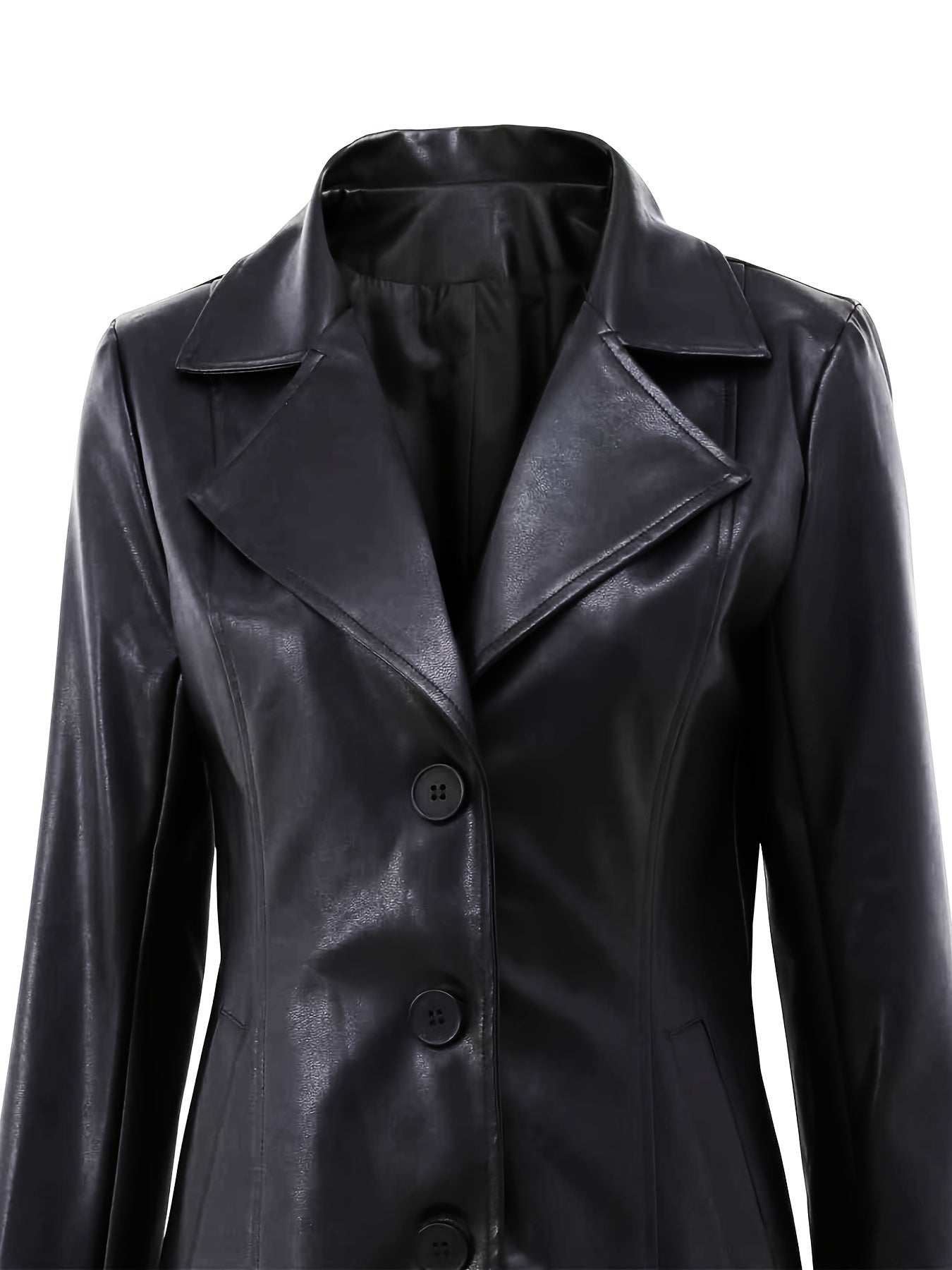 Black tailored mid-length A-line coat - view 5