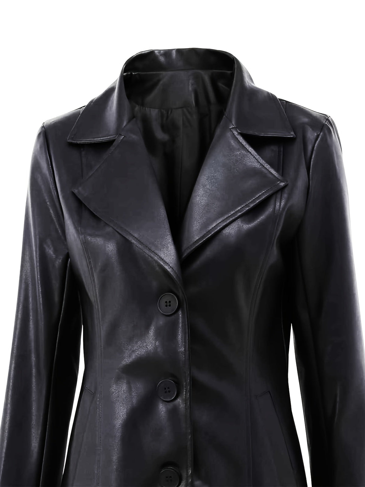 Black tailored mid-length A-line coat - view 5
