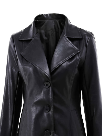 Black tailored mid-length A-line coat - view 5