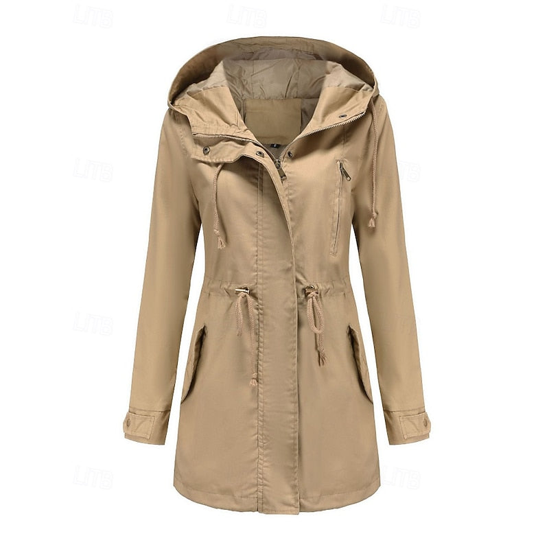 Hooded Utility Coat with Drawstring Waist