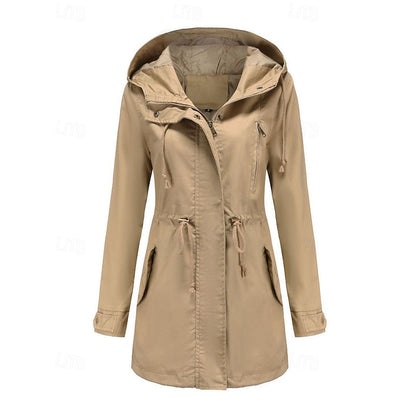 Hooded Utility Coat with Drawstring Waist
