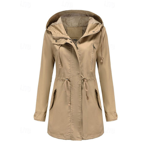 Hooded Utility Coat with Drawstring Waist