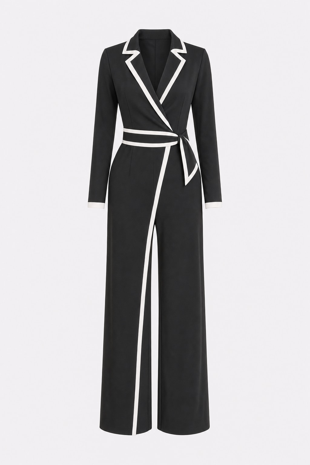 Polyester Blend Wrap Front Jumpsuit - 1