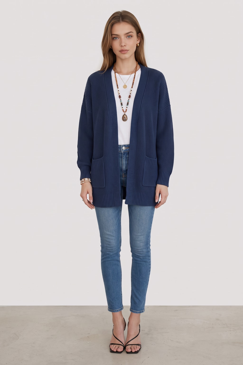 Cotton Blend Relaxed Open-Front Cardigan - 5