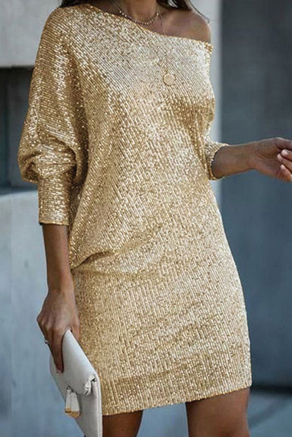 Sequin off-shoulder stretch mini dress - view 2
