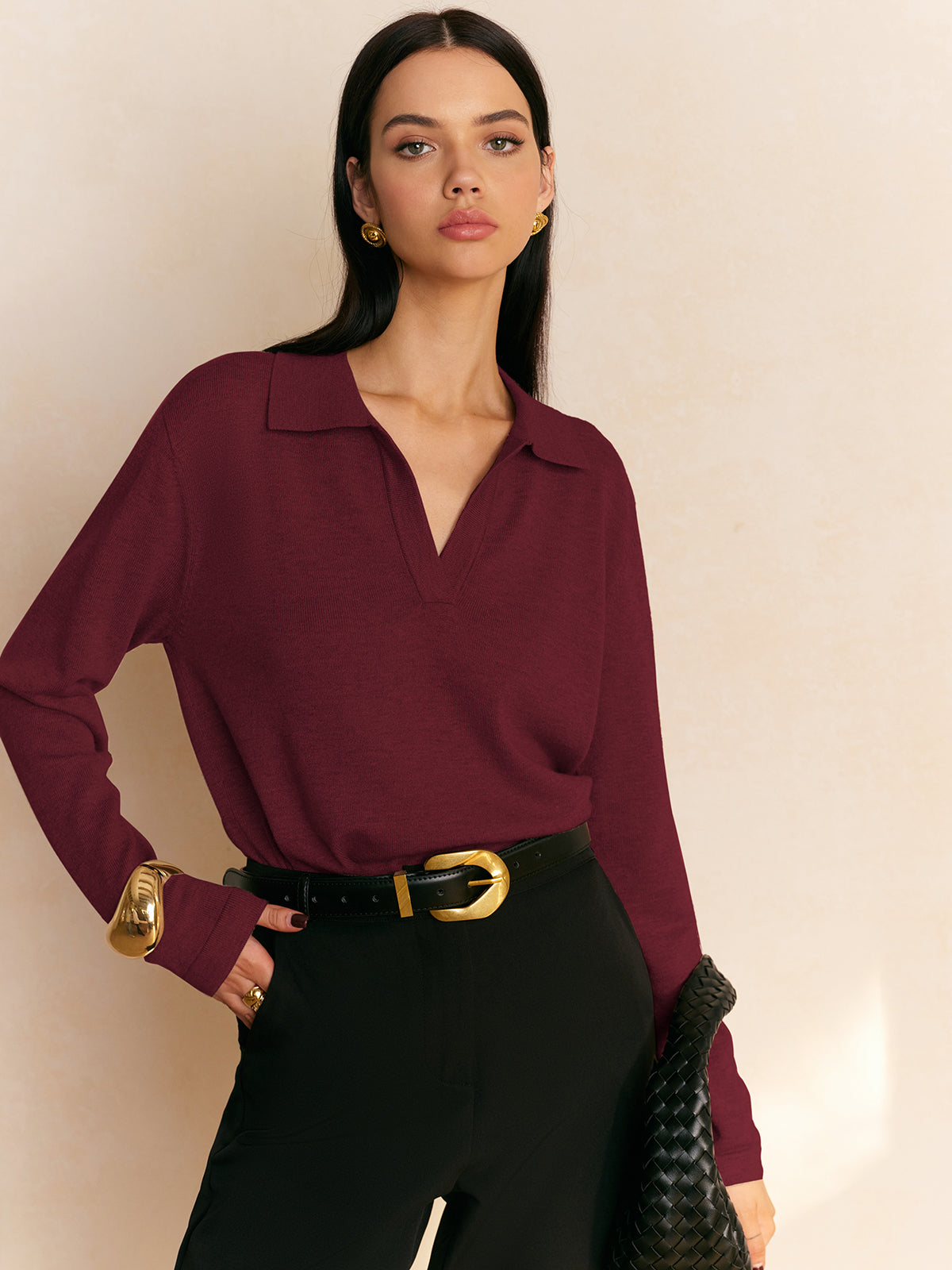 Knit Collared Pullover Sweater - 8