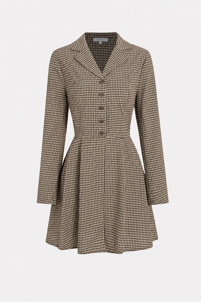 Brown Gingham Cotton Shirt Dress