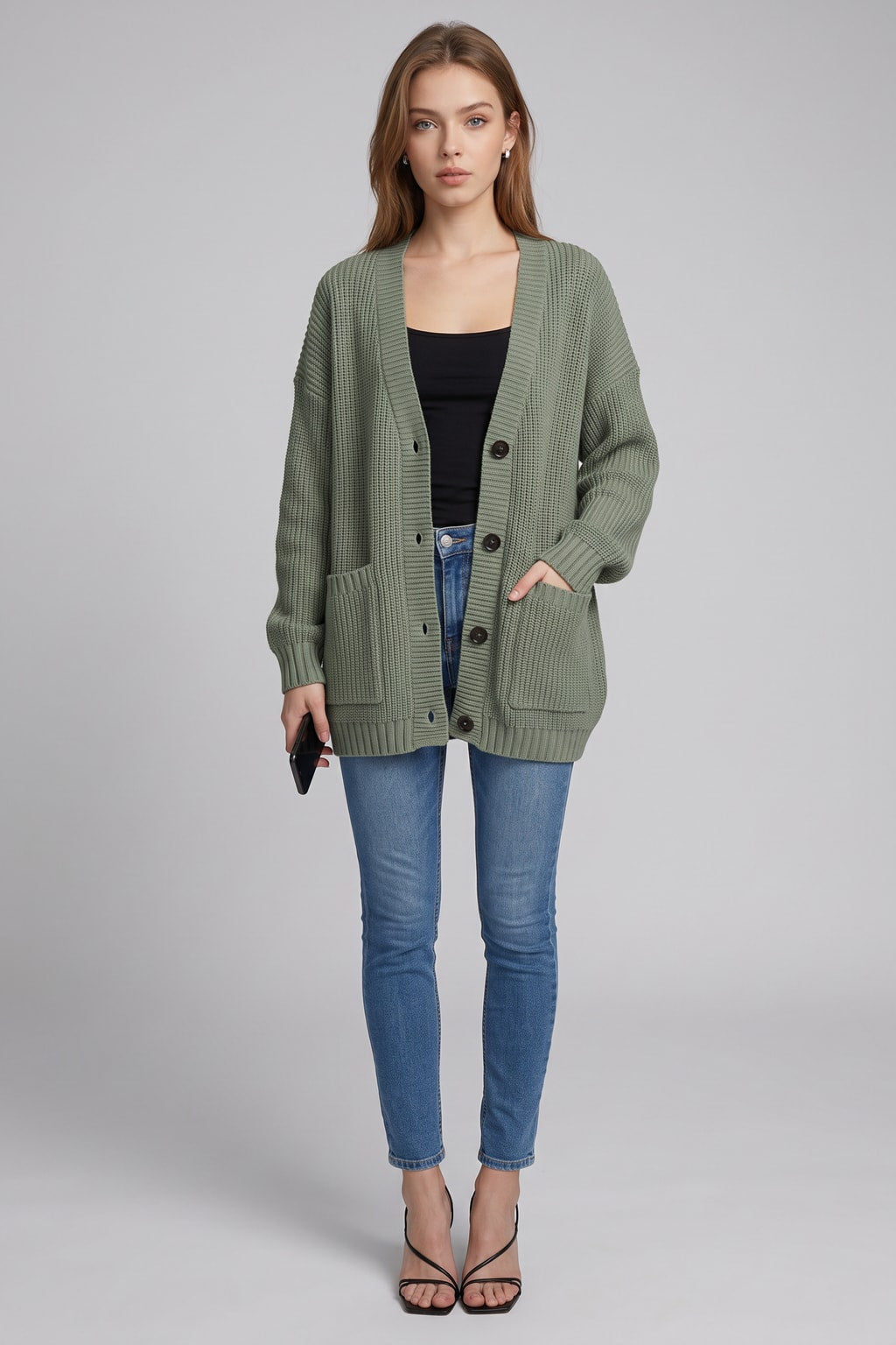 Chunky Knit Cardigan With Relaxed Fit - 2