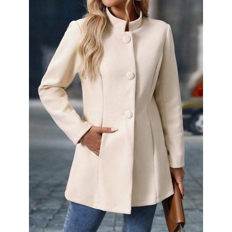 Stand collar coat with pockets - view 4