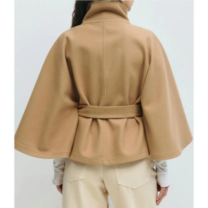 High Collar Cape Coat with Belted Waist - view 3