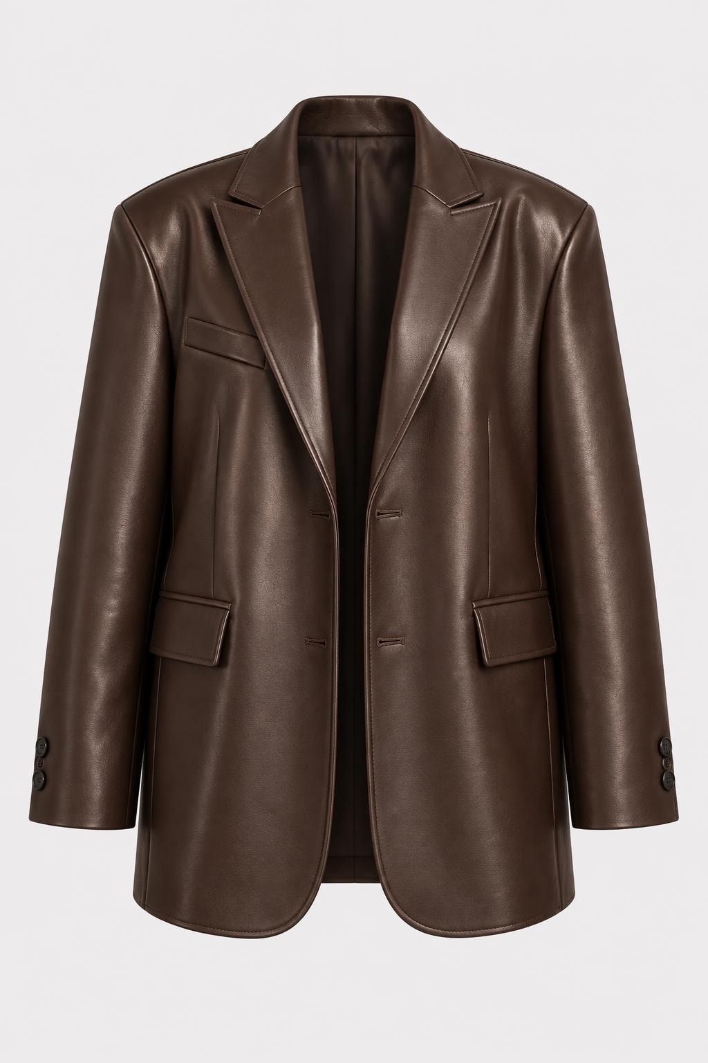 Faux Timeless Leather Oversized Blazer Jacket - 1