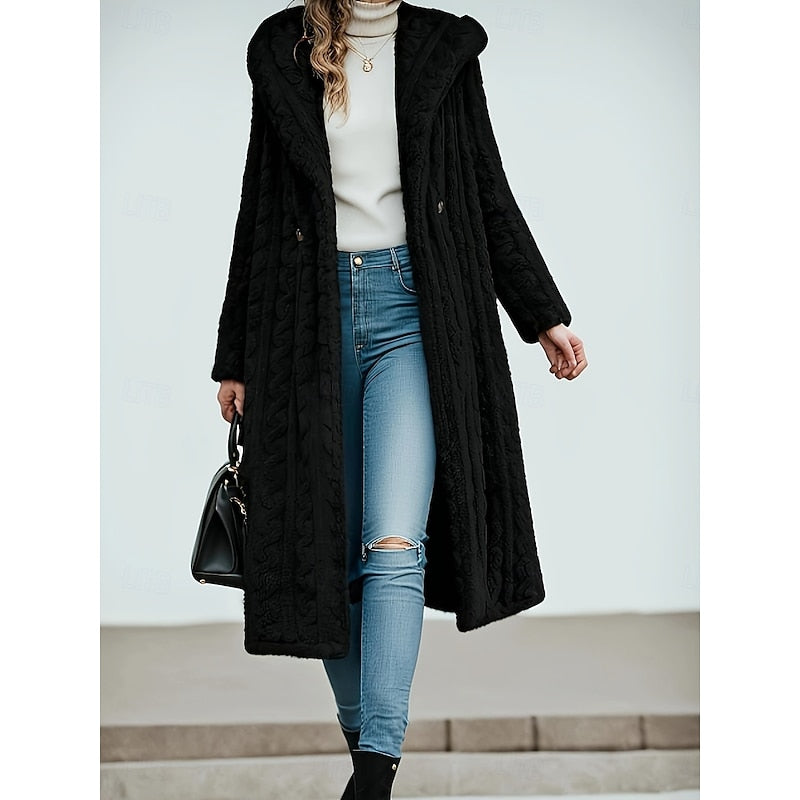 Hooded Longline Coat, Open Front - view 6