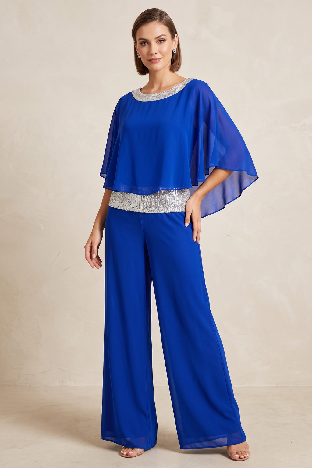 Elegant Polyester Two Piece Set With Wide-Leg Pants - 6