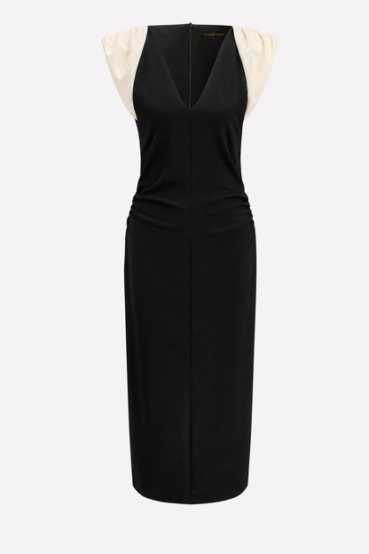 Color Block Jersey Midi Dress