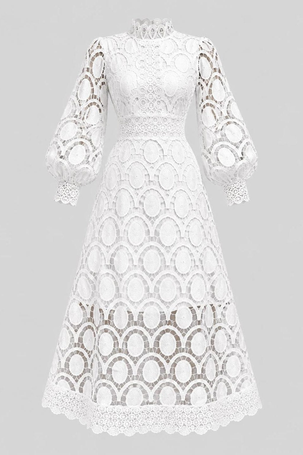 Textured Evening Dress With Long Sleeves - 1