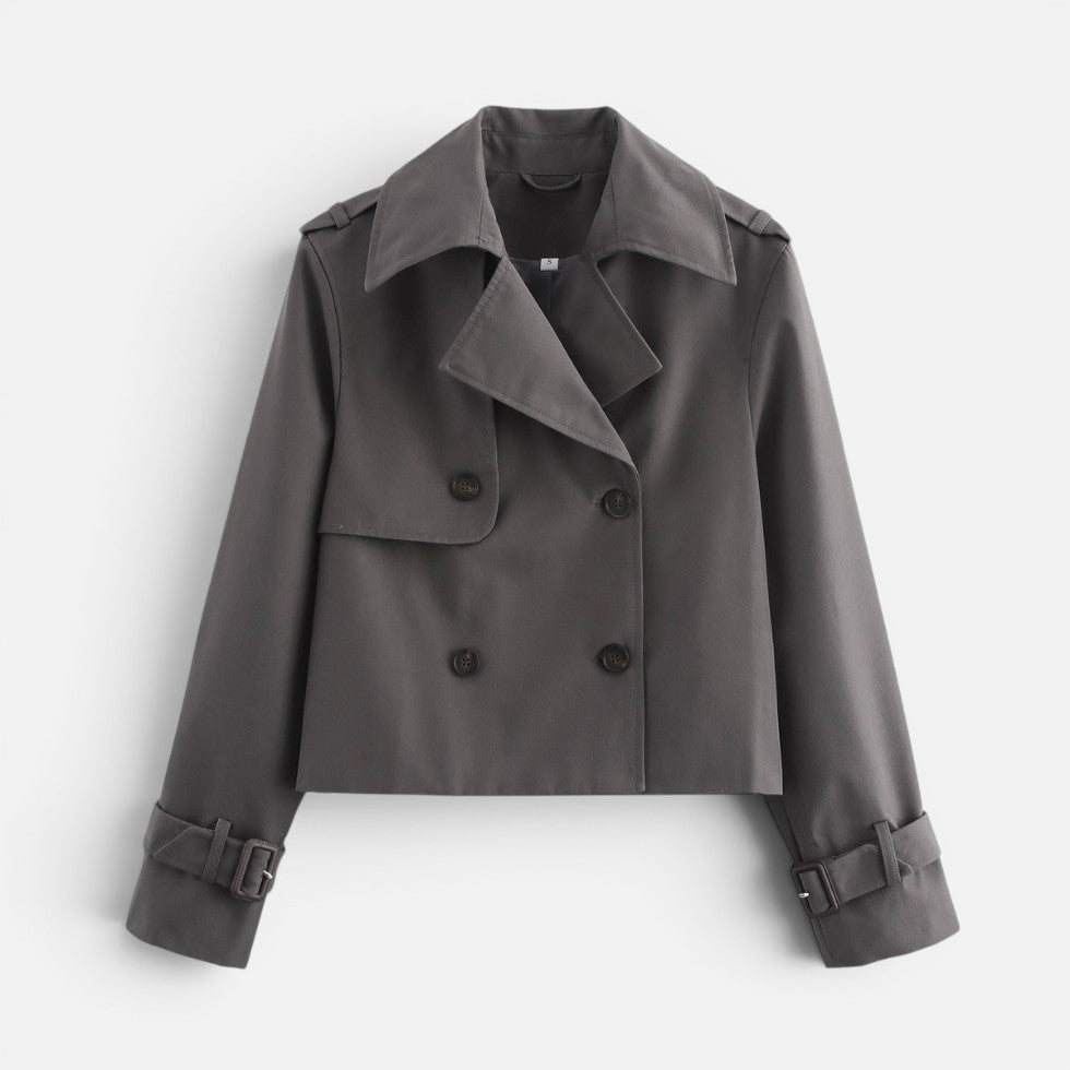 Cotton Blend Cropped Trench Jacket - view 5