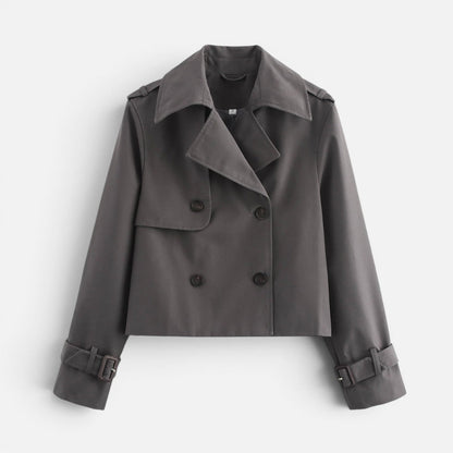 Cotton Blend Cropped Trench Jacket - view 5