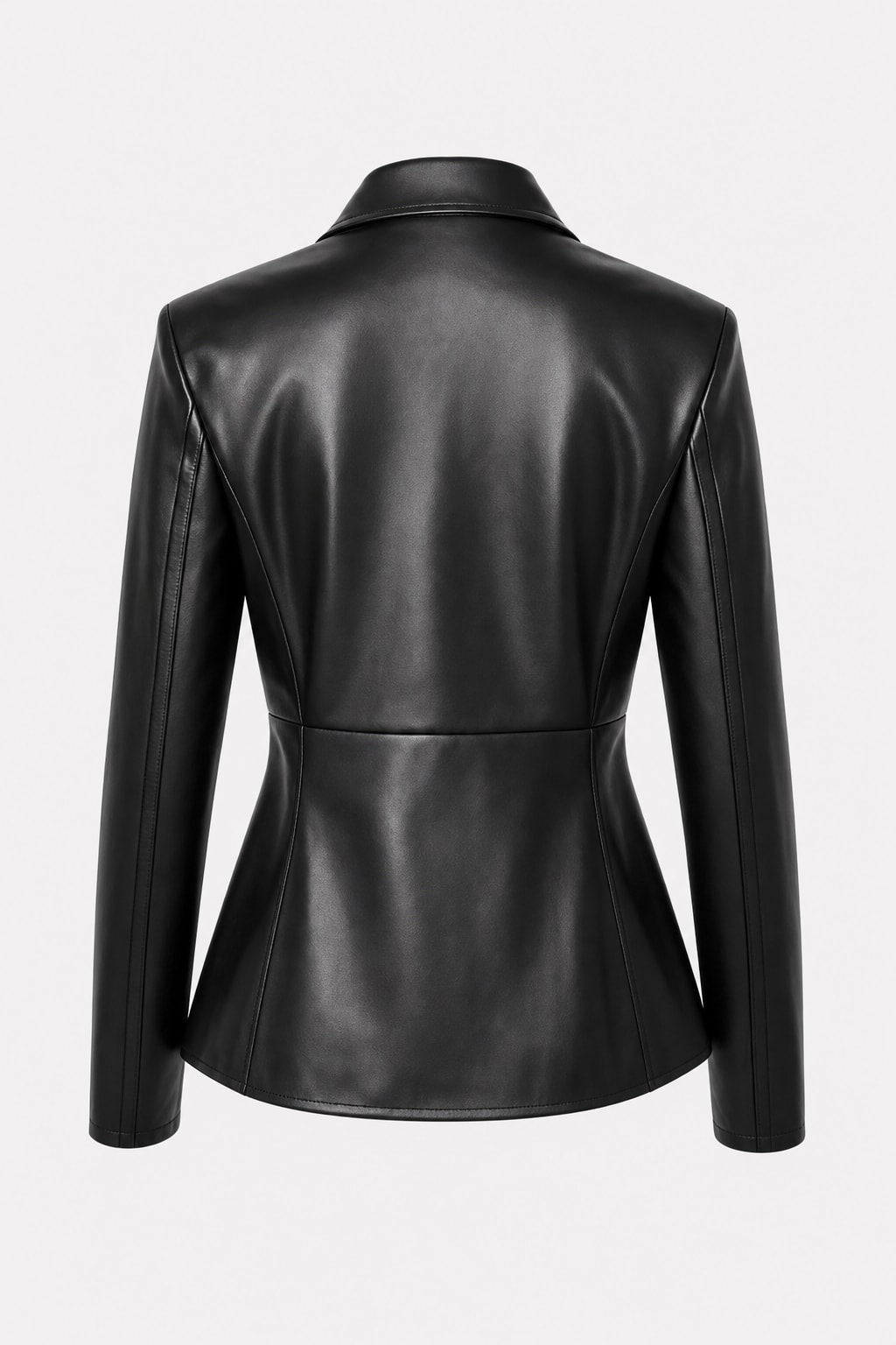 Faux Leather Notched Collar Jacket - 5
