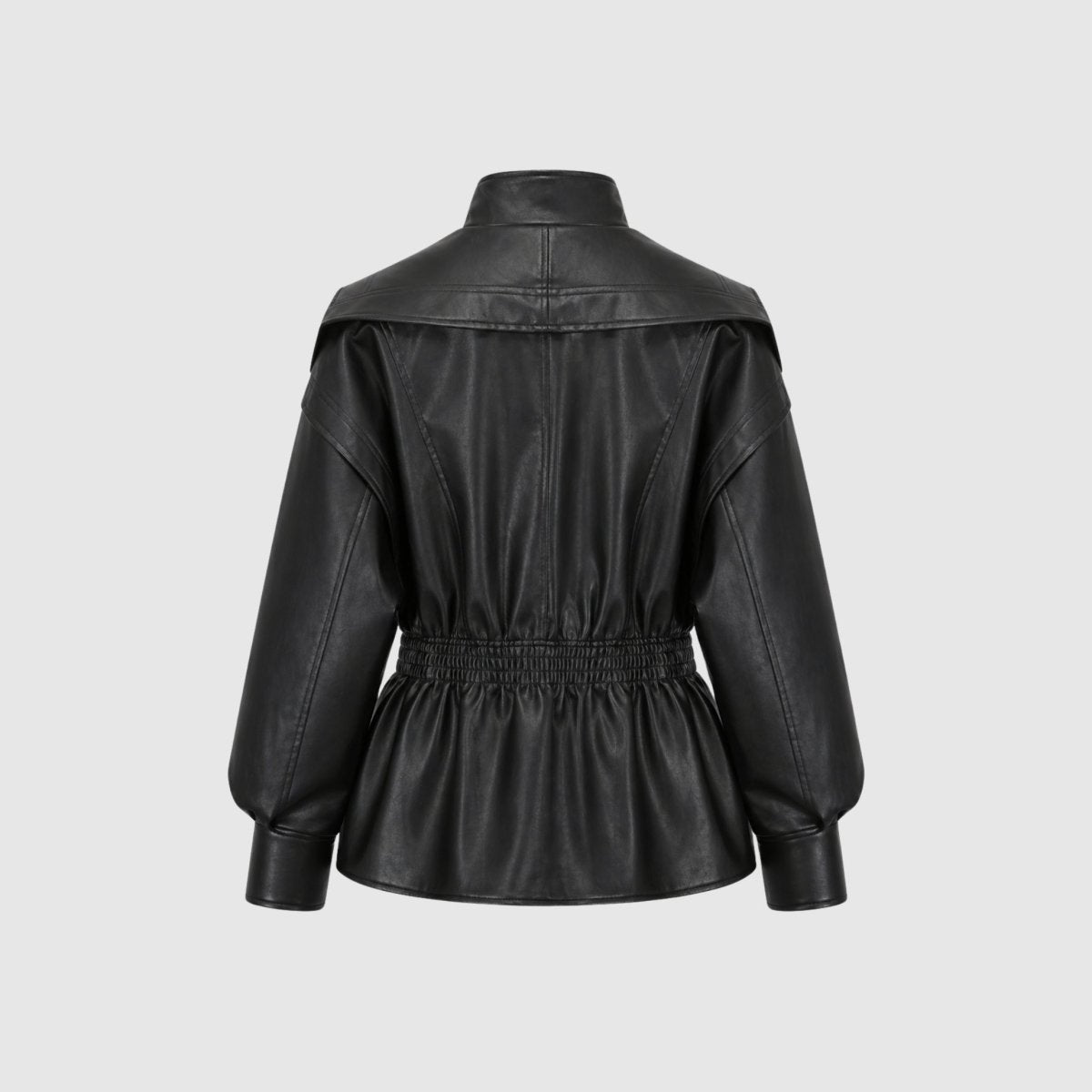 Notch Lapel Leather Moto Jacket - view 11