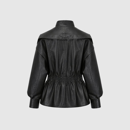 Notch Lapel Leather Moto Jacket - view 11