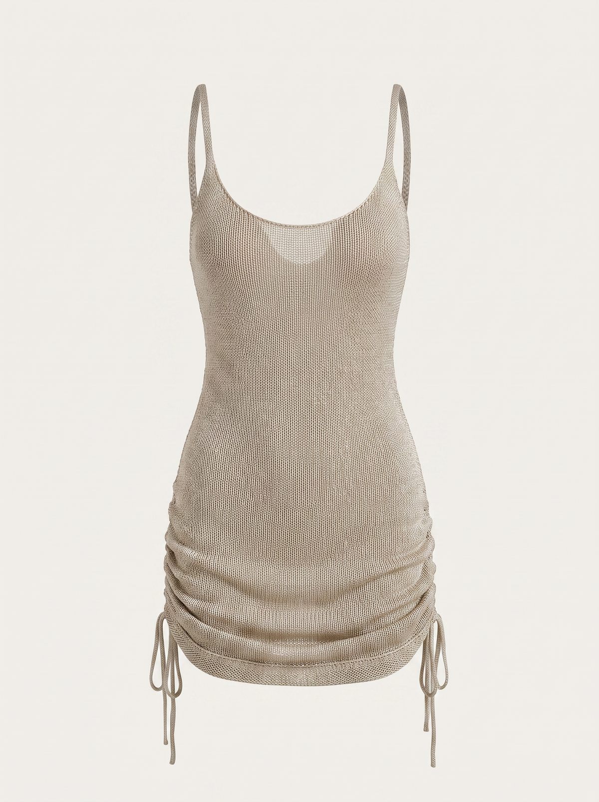 Woolen knit lace-up sleeveless mini dress