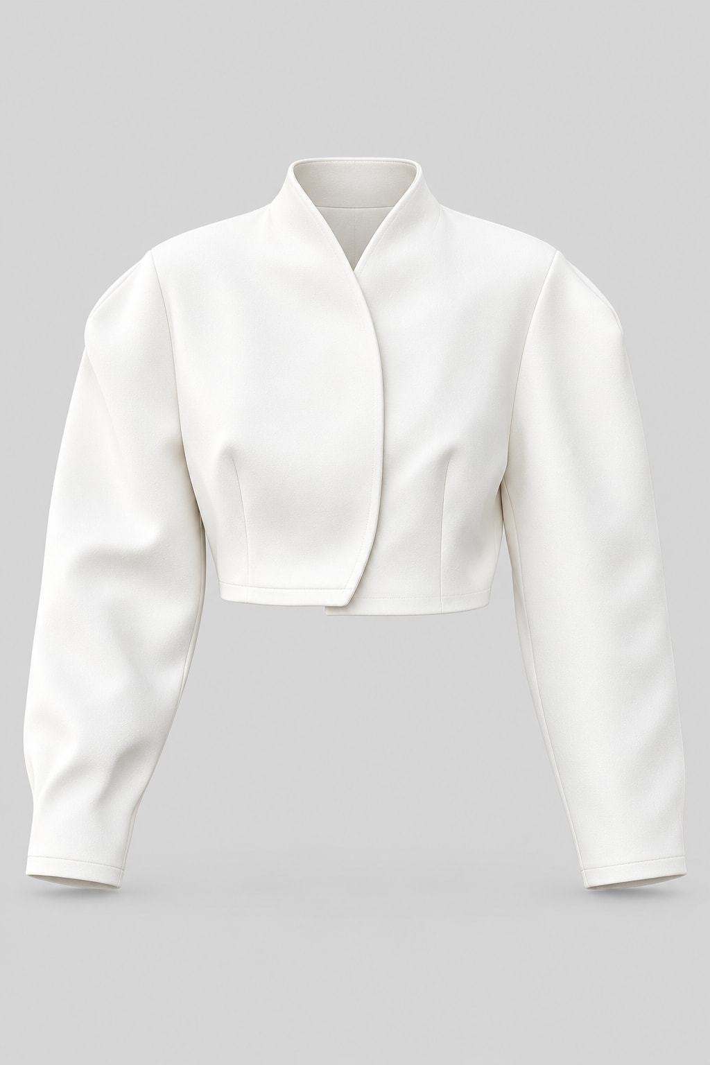 Cotton Cropped Jacket White Minimalist - 1
