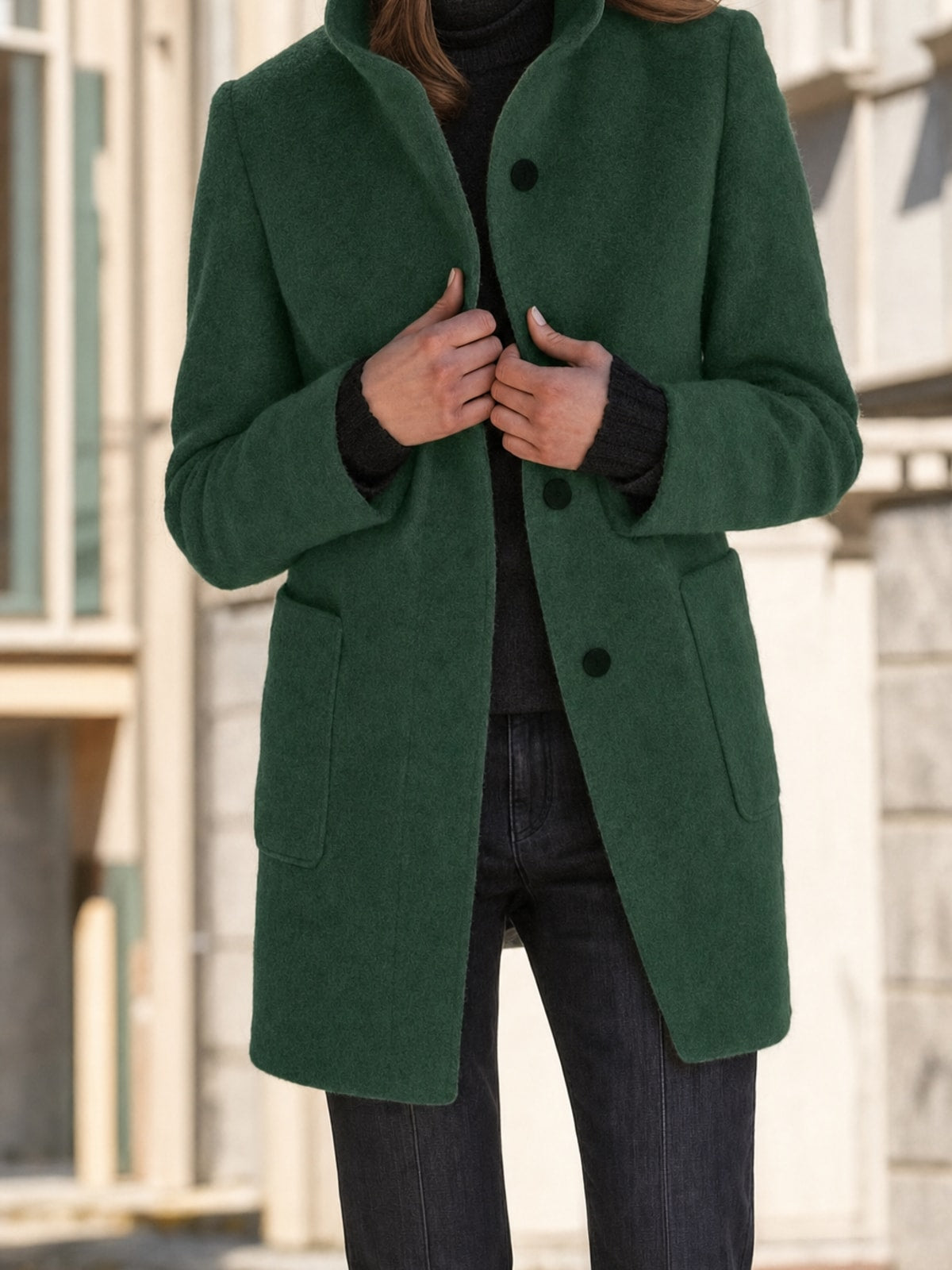 Stand-Collar Tailored Coat With Warm Everyday - 4