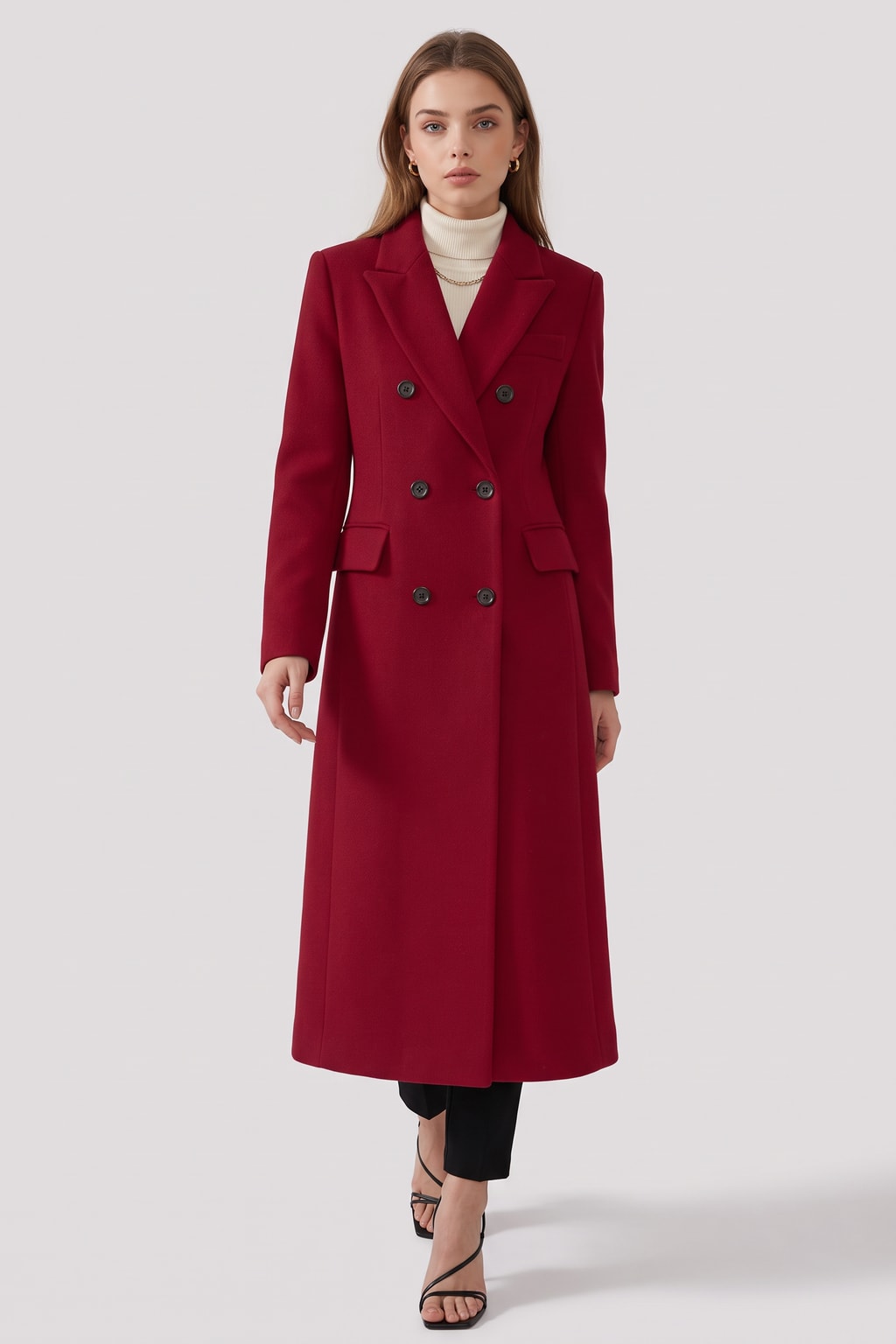 Wool Coat Double-Breasted Tailored Winter Style - 7