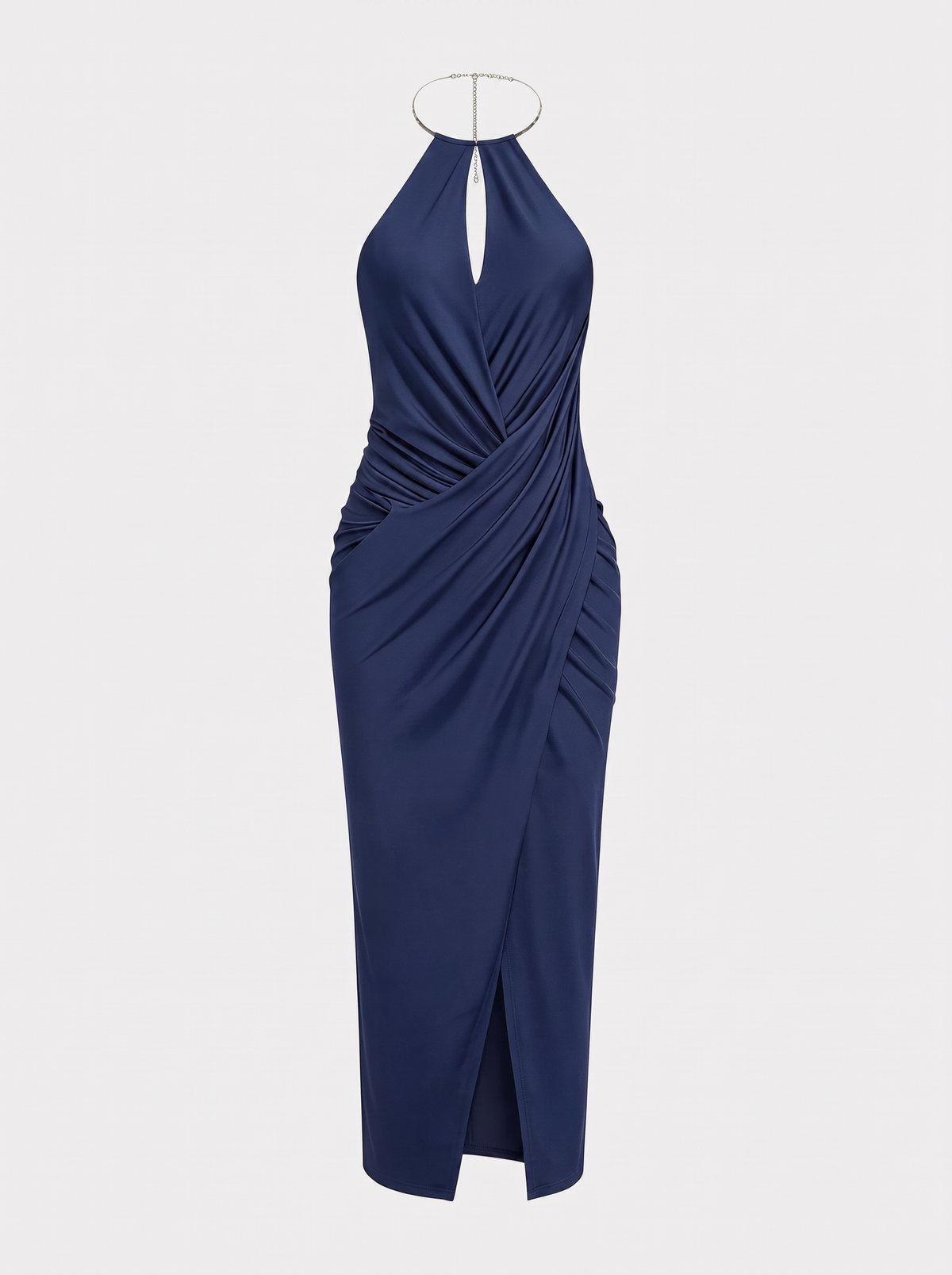 Metallic Jersey Ruched Halter Maxi Dress - view 6