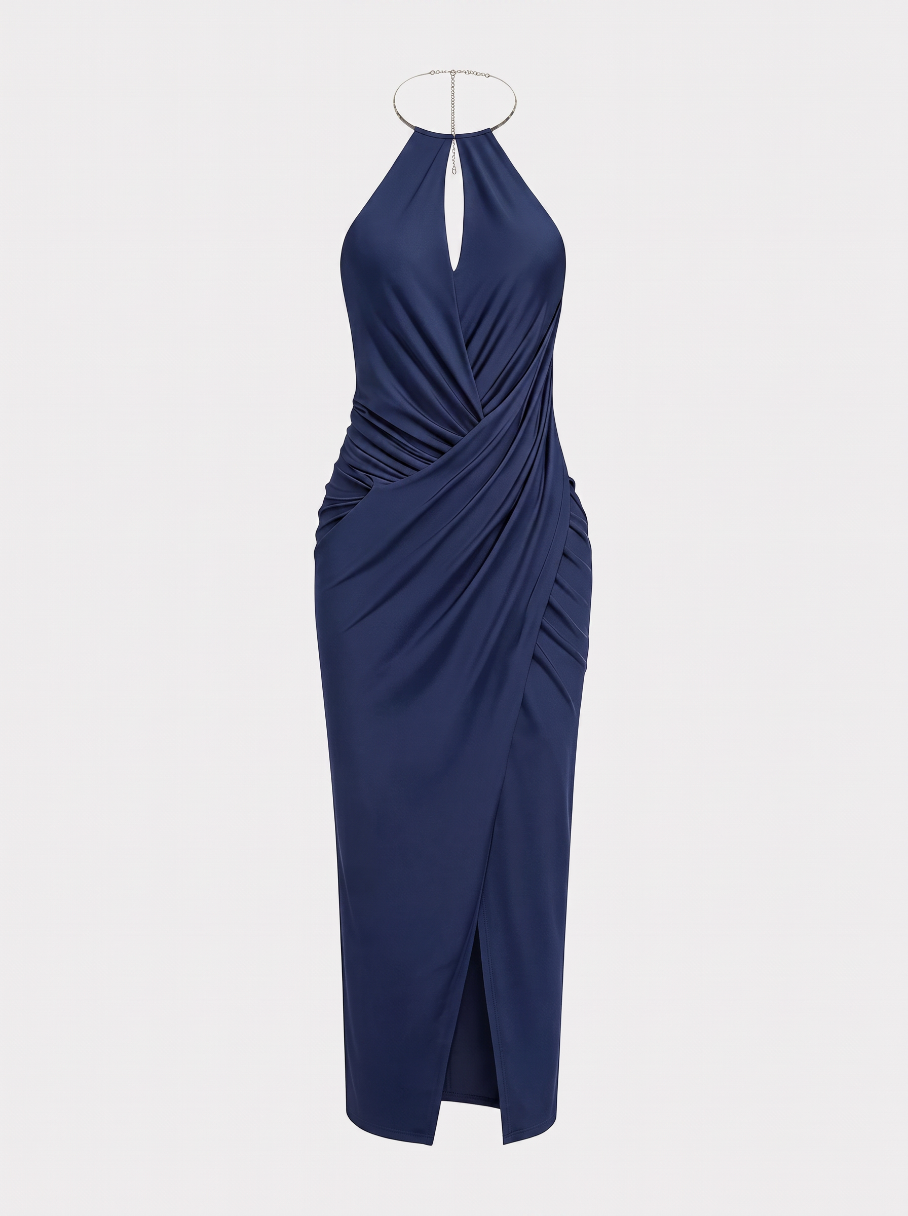 Metallic Jersey Ruched Halter Maxi Dress - view 6