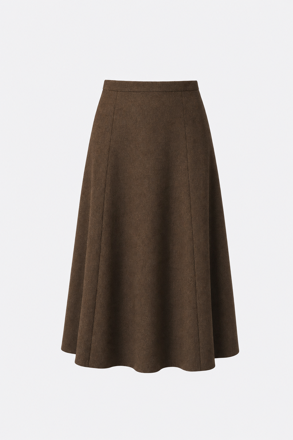 Brown High-Waisted Pleated Tweed Skirt