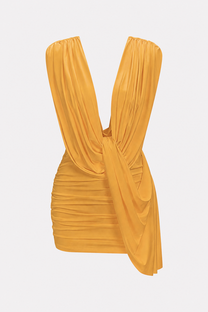 Cowl Neck Ruched Jersey Mini Dress - view 7