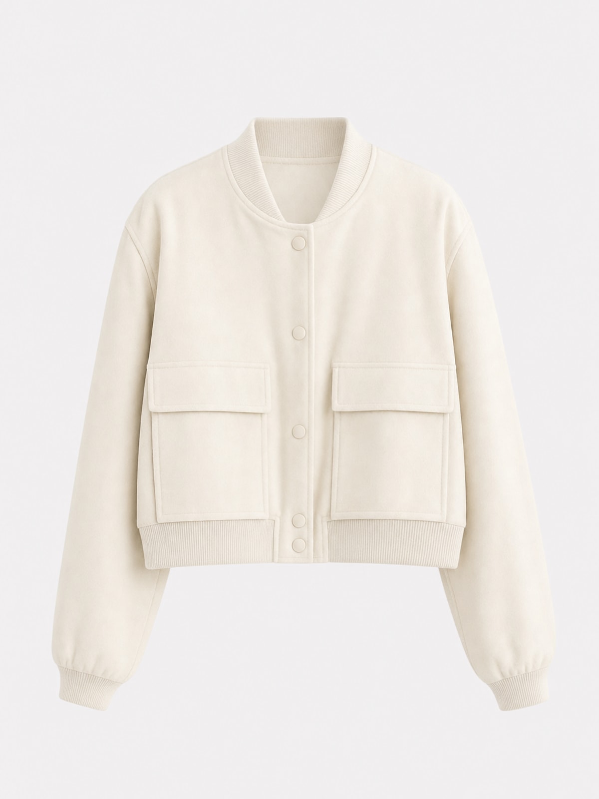 Modern Woven Bomber Jacket with Rib-Knit Trim - 1