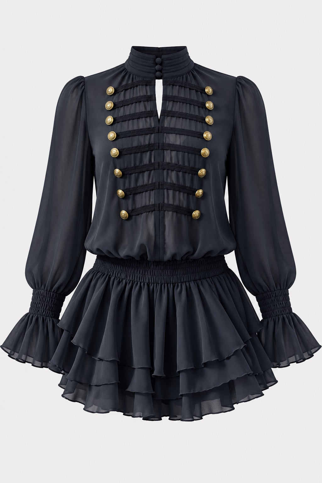 Chiffon Skirt Set Vintage Ruffled - 1