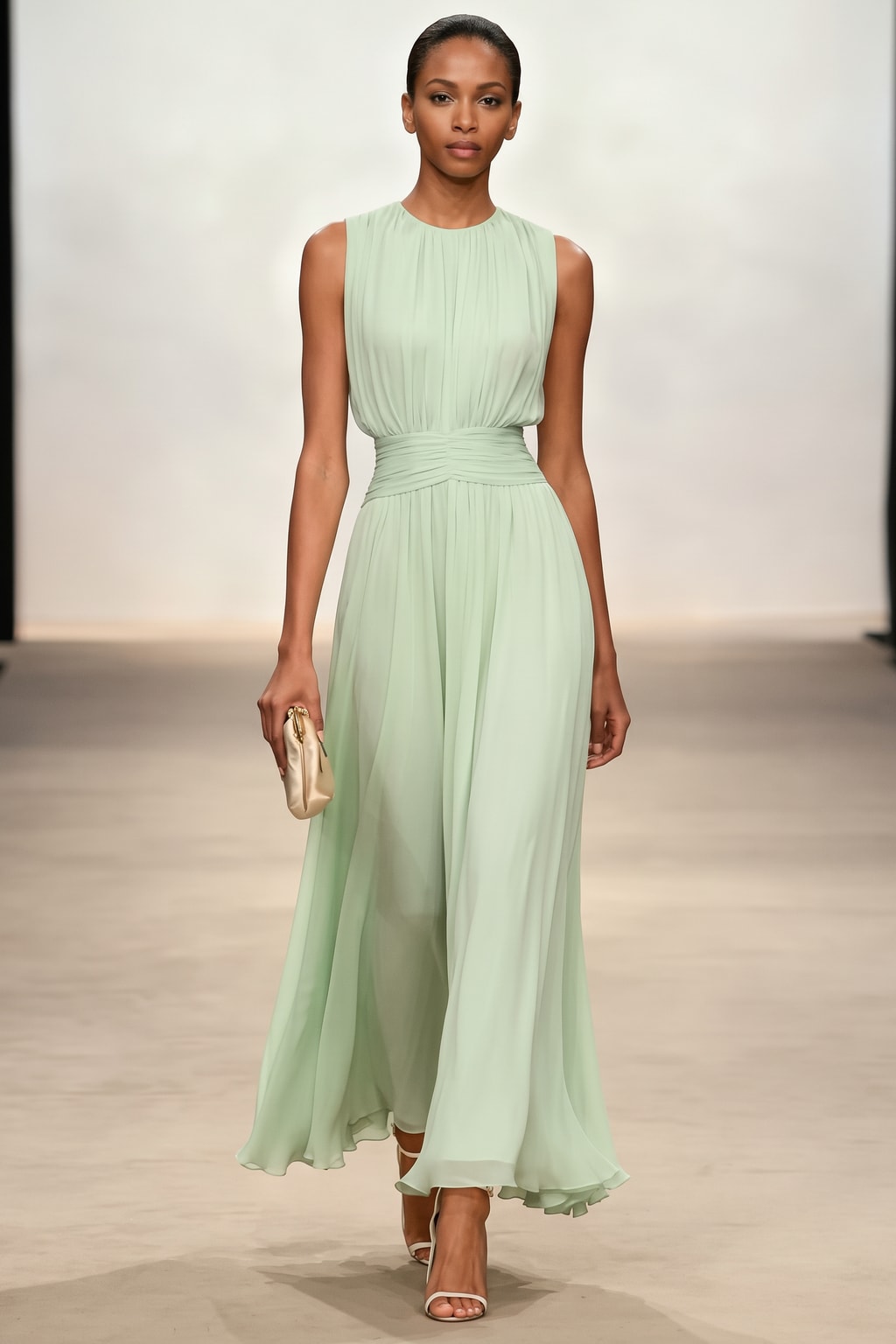 Chiffon Maxi Dress With Ruched A-Line Silhouette - 6